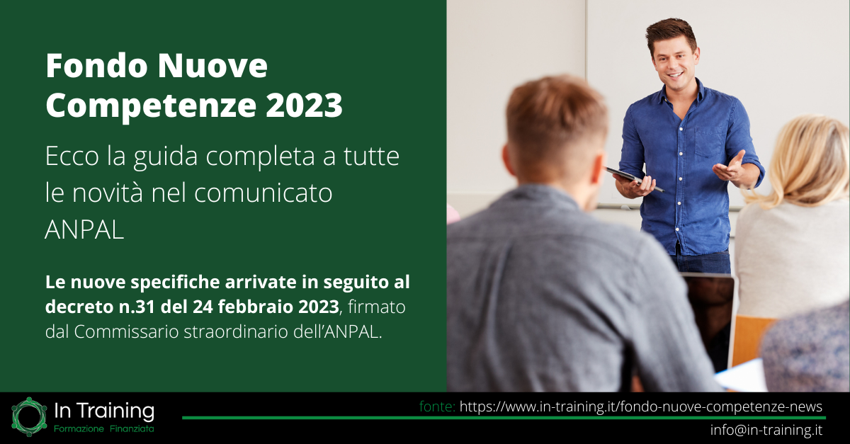 Grandi Novit Per Il Fondo Nuove Competenze In Training Corsi