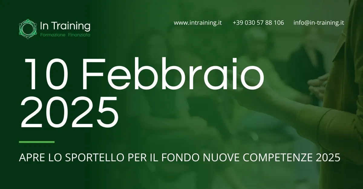 Fondo Nuove Competenze 2025: apre il 10 Febbraio